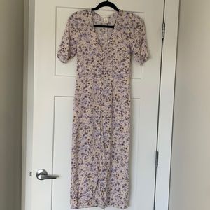 Midi length floral dress with button-down detail